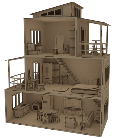Casinha Moderna de Bonecas - Com Móveis