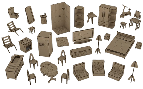 Kit Mini Móveis Casinha Moderna de Bonecas