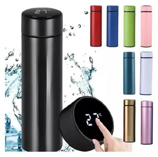 Garrafa Térmica Com Medidor De Temperatura Digital Led - 500ml