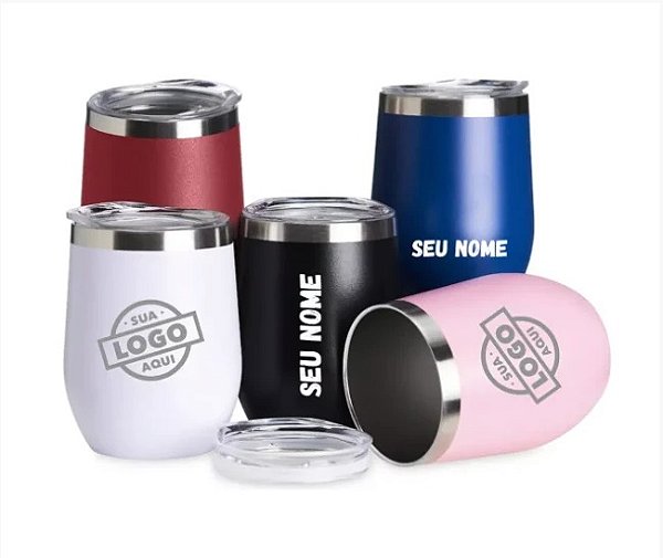 Copo Térmico 360ml Tipo Cuia Com Tampa em Acrílico