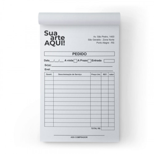 Kit 12 Talões A6 1 via Preto e Branco - 100 Folhas