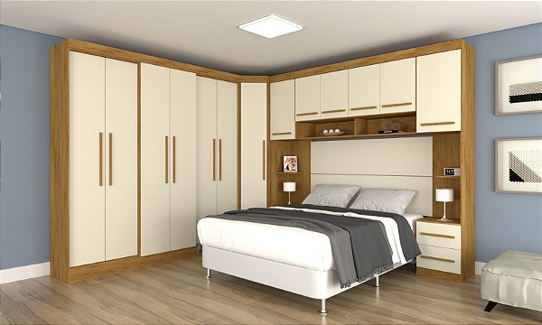Quarto Modulado América  Freijó/Off Whitte