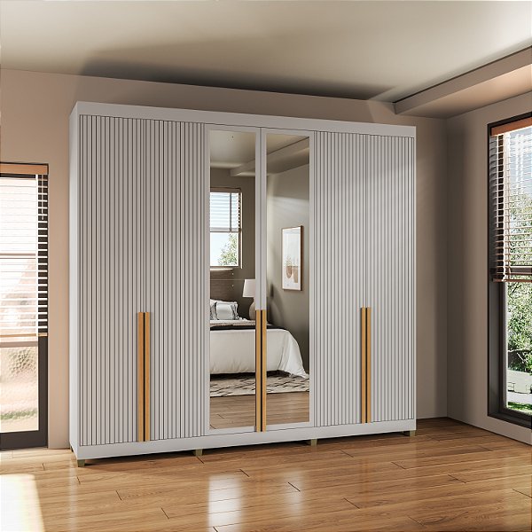 Roupeiro Newton Cinza/Nature 100% MDF