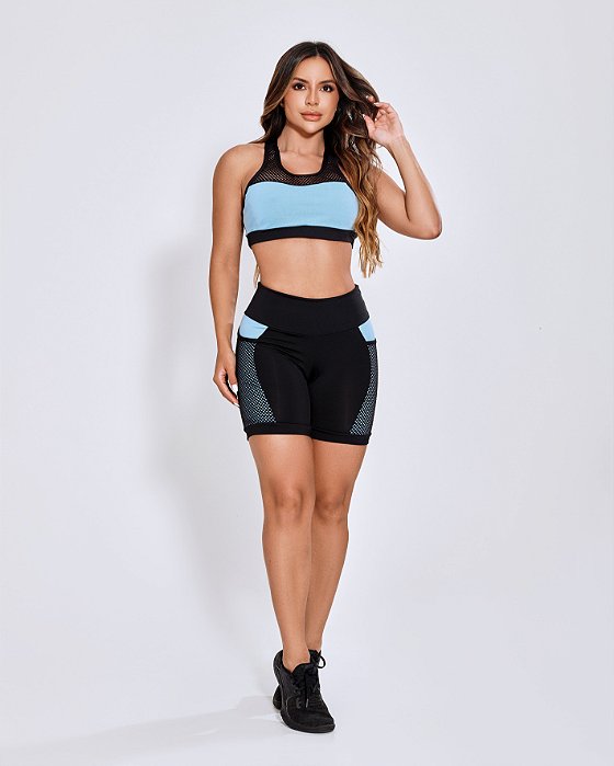 CONJUNTO TOP E BERMUDA COM BOLSO - AZUL