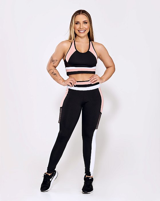CONJUNTO MOTIVATION COLLECTION - PRETO ROSE