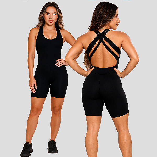 Macaquinho Academia Fitness Zero Transparência Roupa Treino