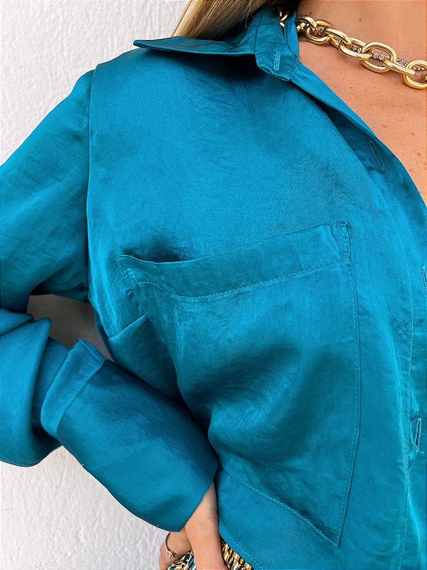 Mini Camisa Cacau Azul Smoothie