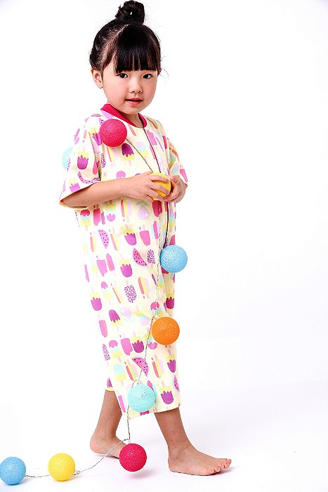 Pijama Infantil Macacão Meninas Sorvete Alegria