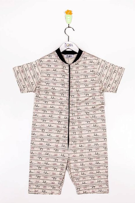 Pijama Infantil Macacão Meninas Hello