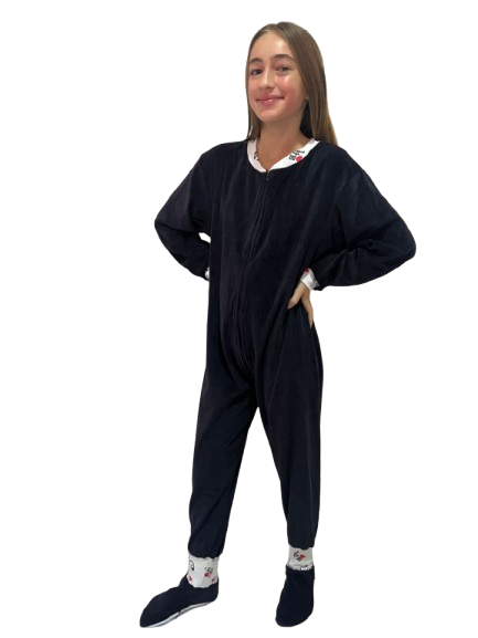 PIJAMA MACACÃO TEEN - COM PEZINHO - MICKEY PLUSH PRETO - PEÇA DESEJO