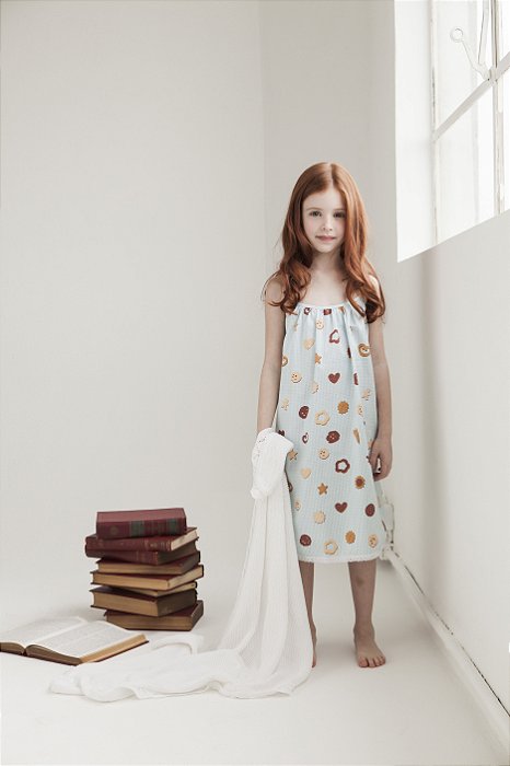 Camisolinha Infantil Meninas Biscoito Azul