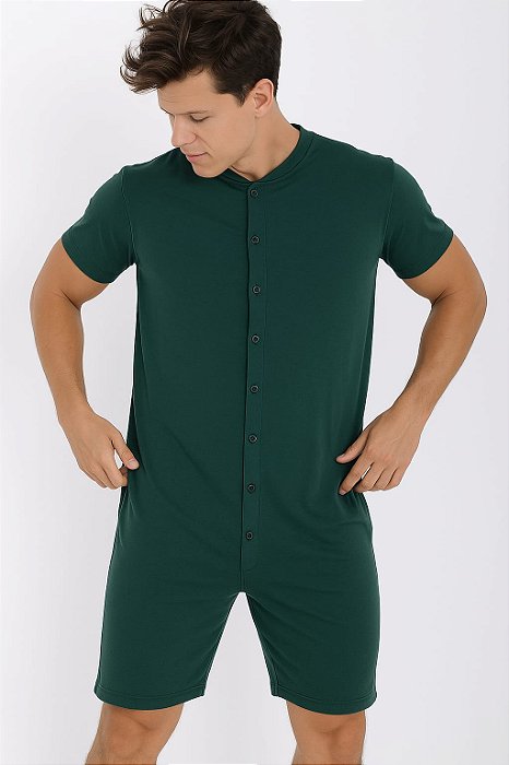 PIJAMA MACACÃO MASCULINO CURTO - TEEN E ADULTO - VERDE