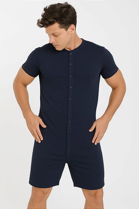 PIJAMA MACACÃO MASCULINO CURTO - TEEN E ADULTO - PRETO