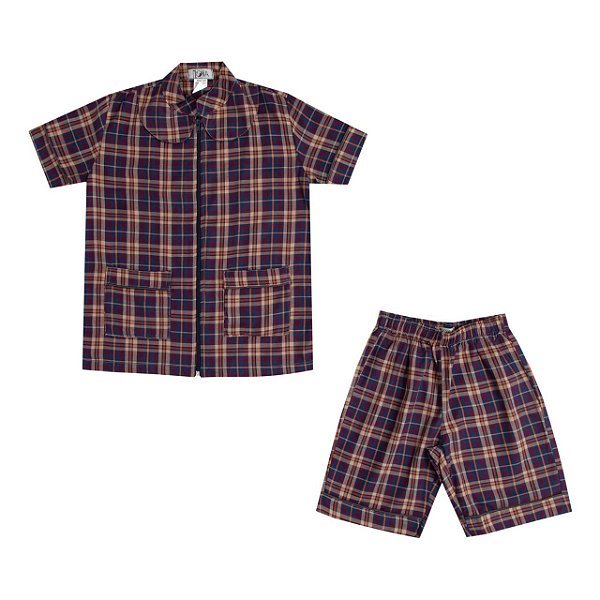 PIJAMA XADREZ  GOLA ROMÂNTICA MENINAS ROXO