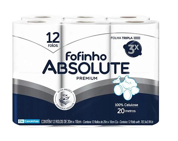 Fofinho Absolute Fardo Papel Higiênico Folha Tripla 30 m c/ 12 rolos