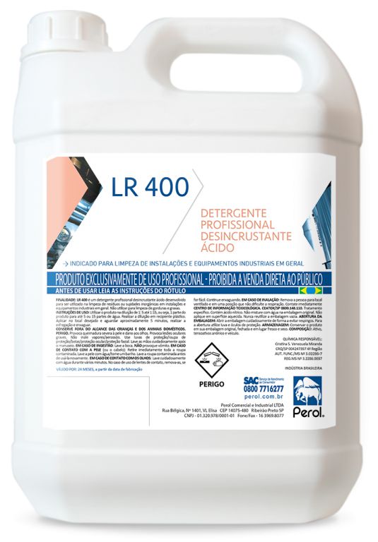 Perol LR 400 - Detergente Proffissional Desincrustante Acido (Limpa Rejunte)