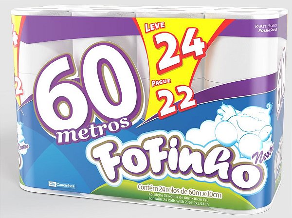 Fofinho Fardo Papel Higiênico Folha Simples 60 m c/ 24 rolos