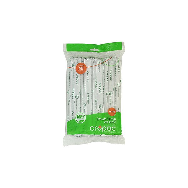 Cropac Canudo Biodegradavel 10 MM C/ 50 UN