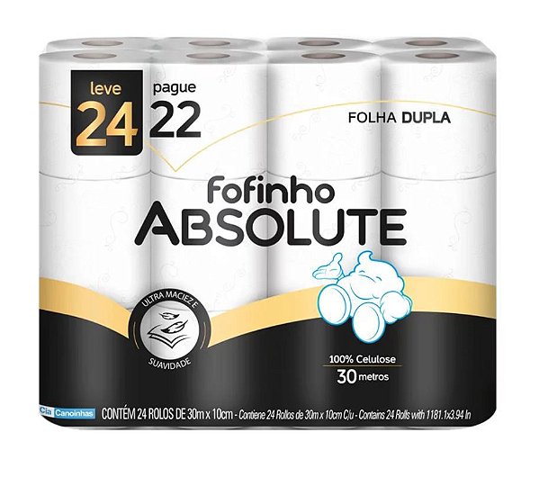 Fofinho Absolute Fardo Papel Higiênico Folha Dupla 30 m c/ 24 rolos