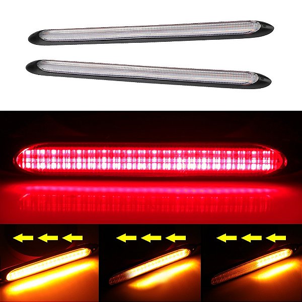 Barra Led Flexivel 23cm Meia Luz Traseira E Pisca Sequencial