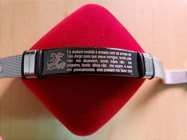 Bracelete Aço Oração de São Jorge (Português)