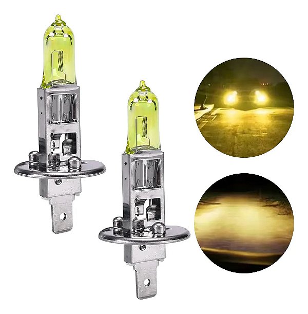 Par Lâmpada Halógena H1 Gold Vision Amarela 3000k