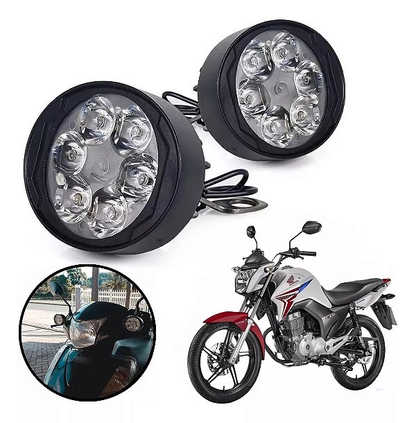 Par de Farol de Milha Auxiliar para retrovisor de moto