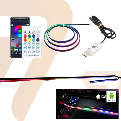 FITA PAINEL RGB 12v CONTROLE E APP 110cm + 35cm