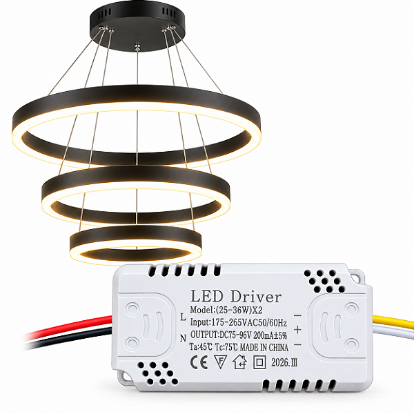 DRIVER PARA LUSTRE 3 CORES DE LED COM ANÉIS 25-36w