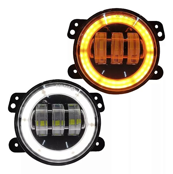 Par Farol Led Anjo Angel Eyes 4 Polegadas Drl Seta Branca