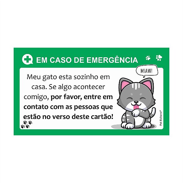 Cartãozinho de Emergência Pet Bichano
