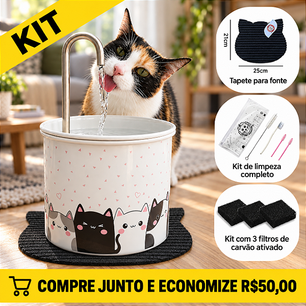 Kit Fonte Cats - Bebedouro para Gatos