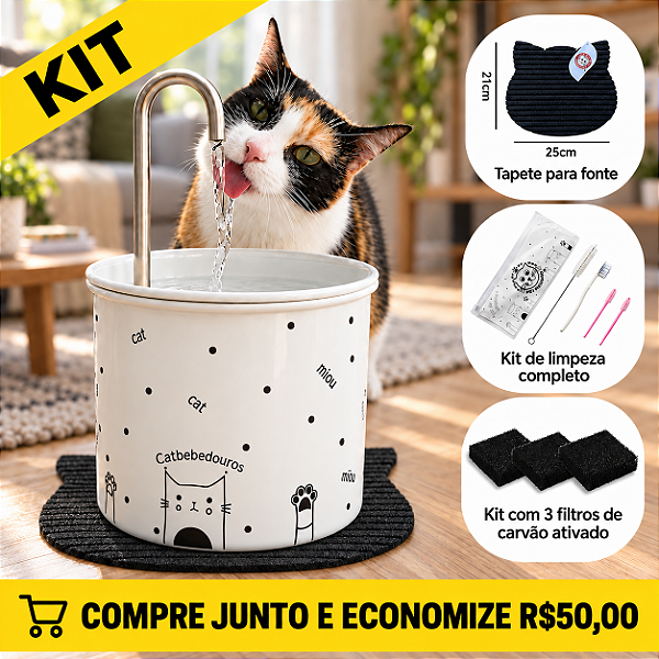 Kit Fonte Miaw - Bebedouro para Gatos