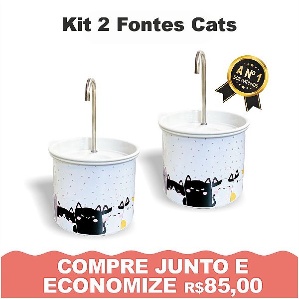 Kit 2 Bebedouro Fonte para Gatos Catbebedouros com Filtro - Cats
