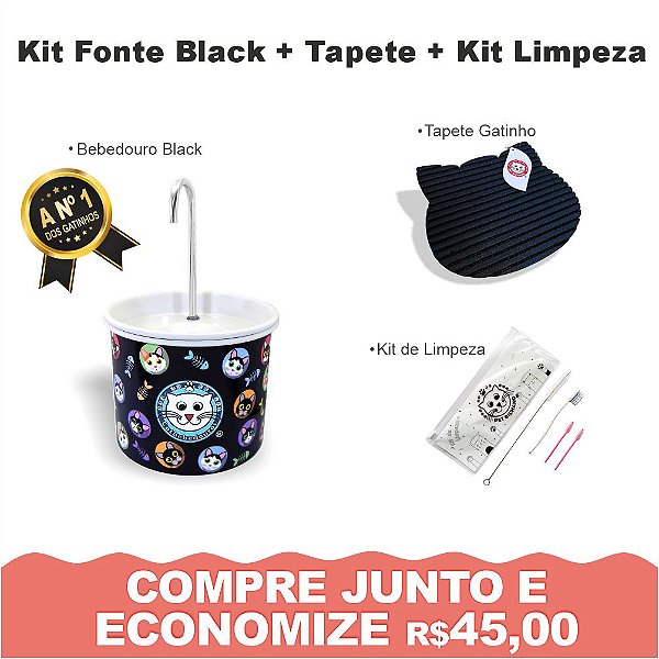 Kit Fonte Black - Bebedouro para Gatos
