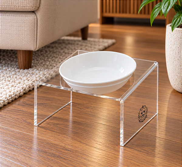 Comedouro para Gatos Slim - Acrílico e Porcelana