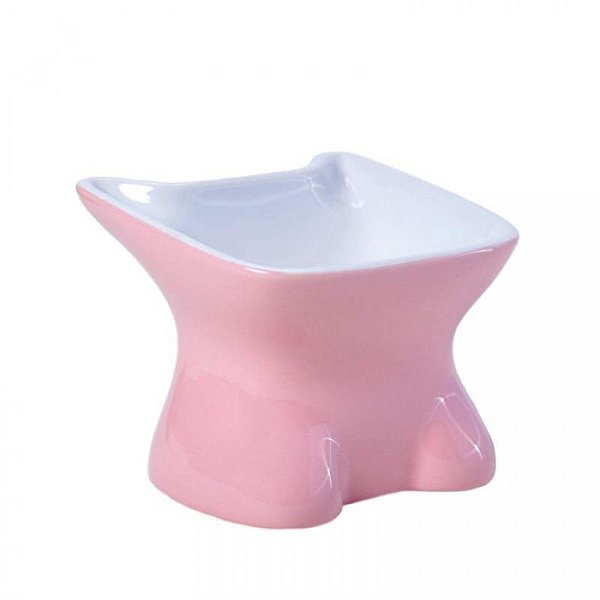 Comedouro de Cerâmica para Gatos - Rosa