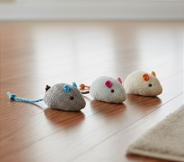 Brinquedo 3 Ratinhos de Pelúcia para Gatos