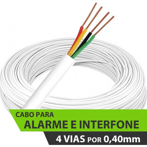 CABO PARA ALARME E INTERFONE - 4 x 40 (4 VIAS DE 0,40MM)