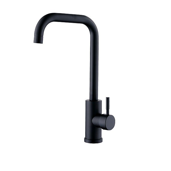 Torneira Cozinha Gourmet Bancada Slim Quente Fria Monocomando Preto Fosco