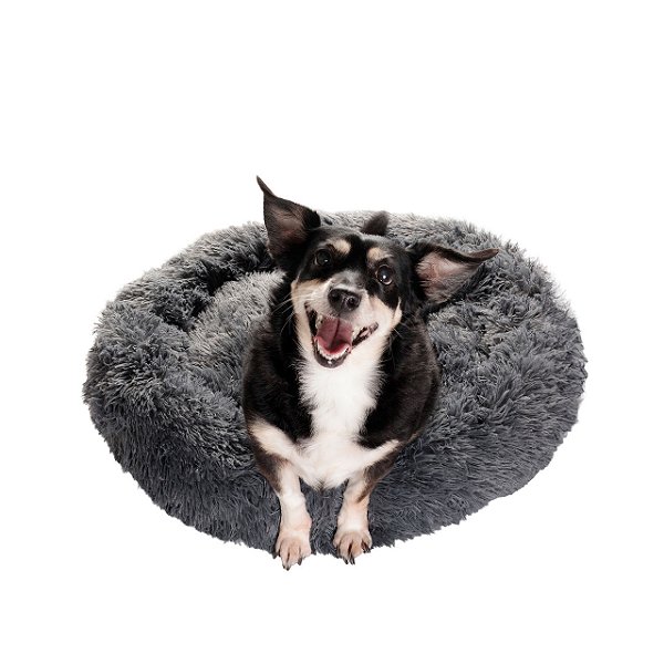 Cama Pet Nuvem Pelúcia Redonda Para Cachorros E Gatos Tamanho 70 cm Cinza Escuro