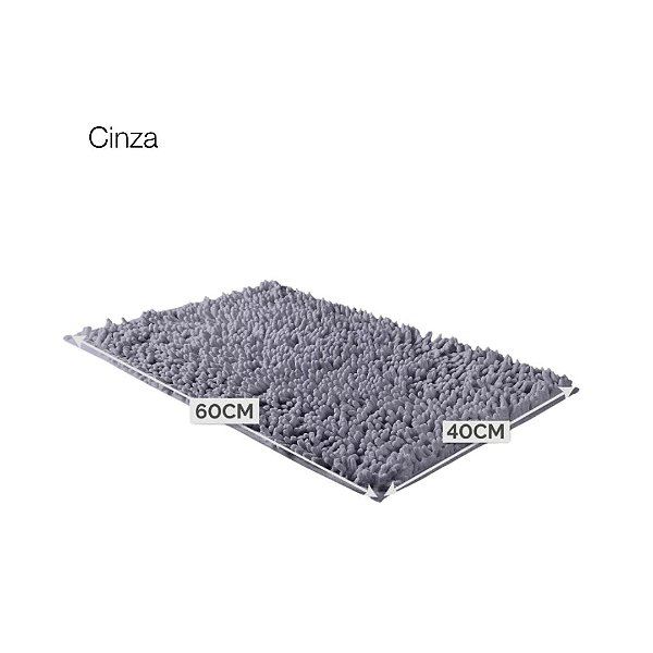 Tapete  De Banheiro  Bolinha  Microfibra  Antiderrapante  Cinza