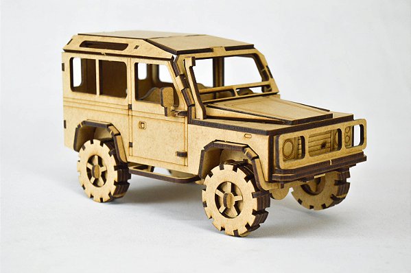 Carrinho Land Rover Defender - Quebra Cabeça 133 Peças Para Montar e Pintar em MDF Cru