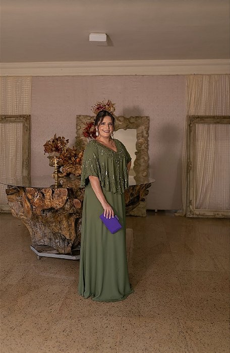 Vestido De Festa Longo Sarita Verde Oliva Aluguel