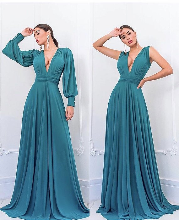 vestido de festa verde