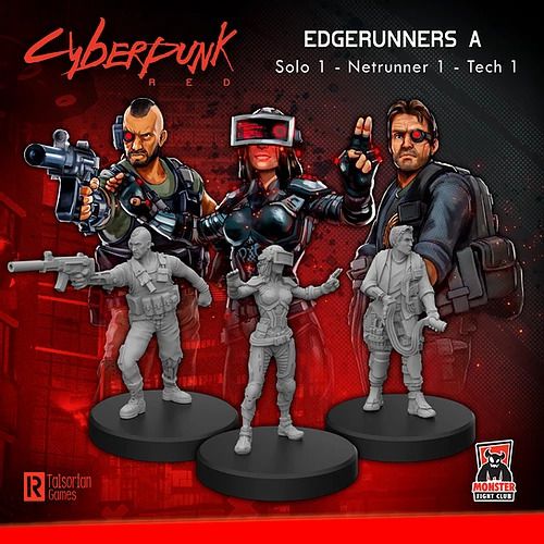 Cyberpunk RED Minis: Edgerunners A- Solo, Tech, & Netrunner - Importado