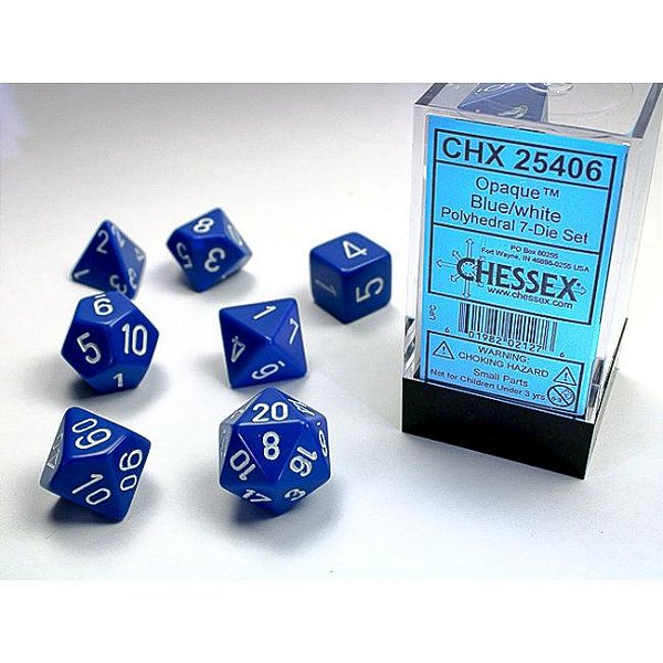Opaque Polyhedral Blue/white 7-Die Set  - Importado