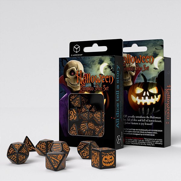 Halloween Pumpkin Black & orange Dice Set - Importado
