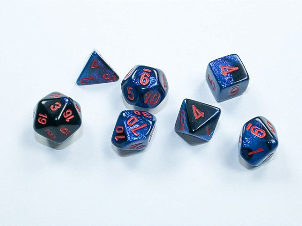 Gemini® Mini-Polyhedral Black-Starlight™/red 7-Die Set  - Importado