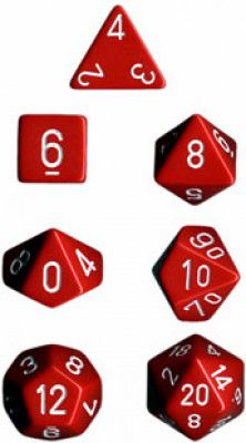 Kit de Dados - Opaco - Vermelho e Branco - Importado